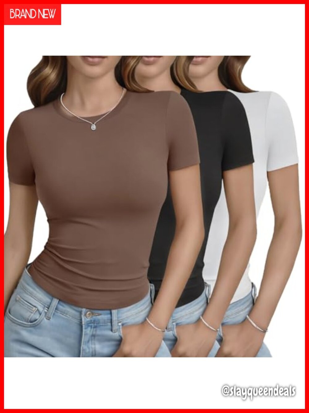 3 Pack Women's Basic Crop Top Tees Short Sleeve Slim Fit T-Shirts